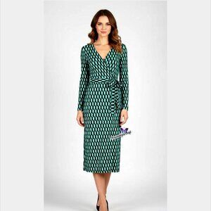 Diane Von Furstenberg Green Long Sleeve Wrap Around Dress ~ NWT ~ Size: XS